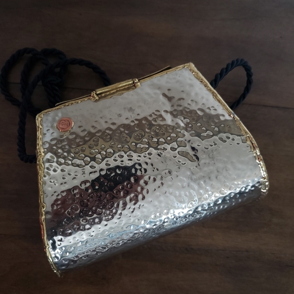 Vintage Lunacy Designs Gold & Silver Tone Hand Crafted Metal Crossbody Purse - Picture 8 of 9